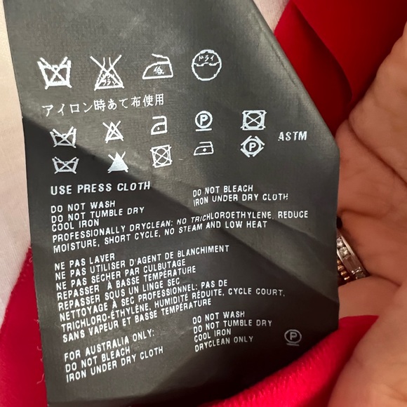 NWT red Prada asymmetrical button up top with sheer sleeves and bow - Picture 4 of 6